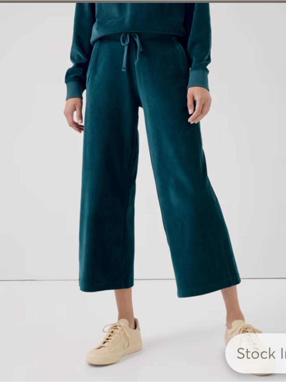 Pact Dark Spruce Velour Wide-Leg Pants